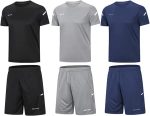 BUYJYA Men's Workout Clothes Athletic Shorts Shirt Set 3 Pack for Basketball Football Exercise Training Running Gym - Image 3